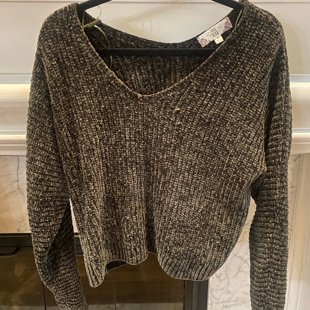 Green Size M - Pink Rose Sweater